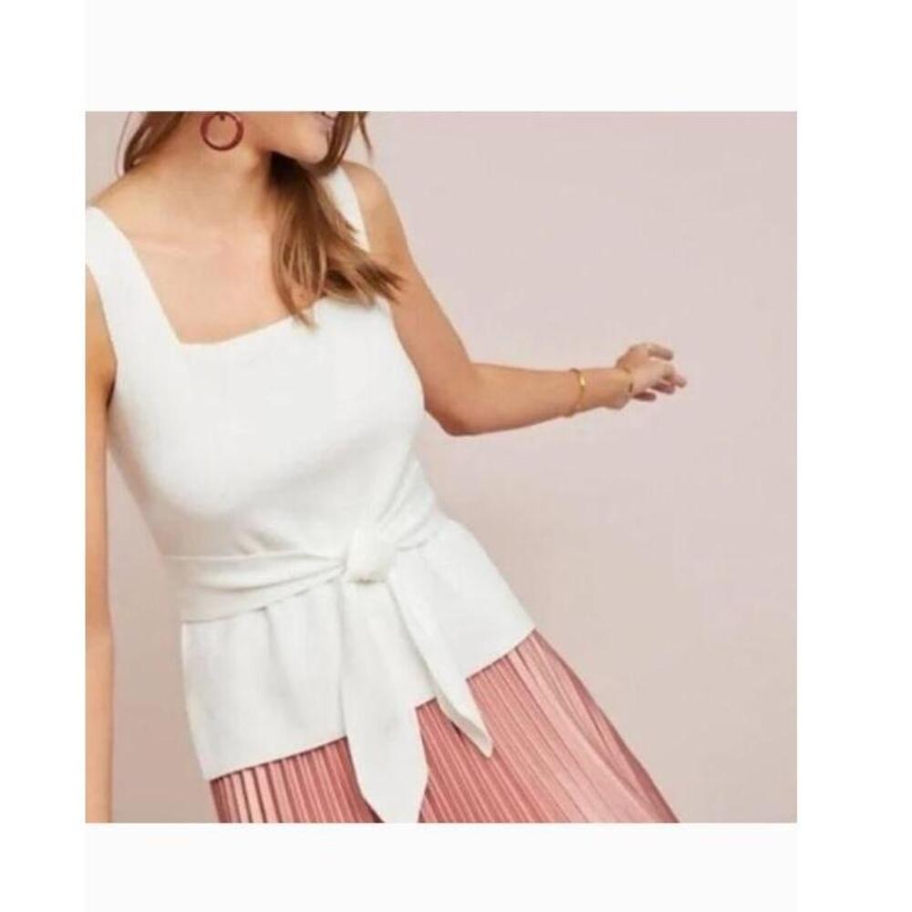 Anthropologie Harlow Knit Tank Cream Off‎ White Large L Tie Detail - Picture 10 of 10